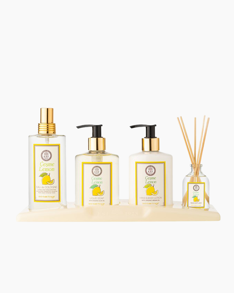 EST-1923-CESME-LEMON-SET-150-ml-eau-de-cologne-250-ml-lotion-250-ml-liquid-soap-50_tztm-1.jpg Çeşme Lemon Personal Care Set - Image 1